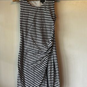 Market & Spruce Black and White Asymmetrical Ruched Sheath Dress